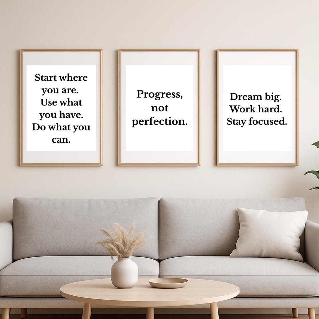 Minimalist Printable Quote Posters – Set of 3 Motivational Wall Art ...