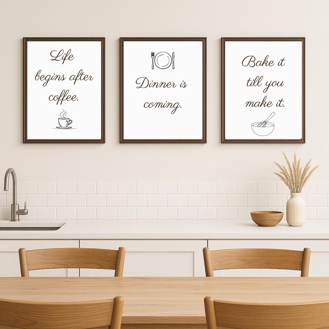 Set of 3 Printable Kitchen Wall Art – Funny Retro Modern Quotes for ...