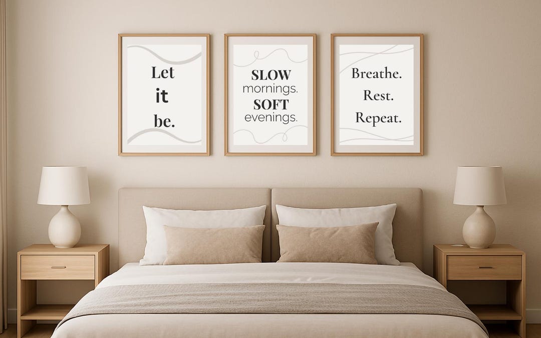 Calm Wall Art Set – Minimalist Printable Quote Posters, Bedroom Decor ...