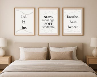 Calm Wall Art Set – Minimalist Printable Quote Posters, Bedroom Decor, Self-Care Prints (8x10 & 11x14, Set of 3)