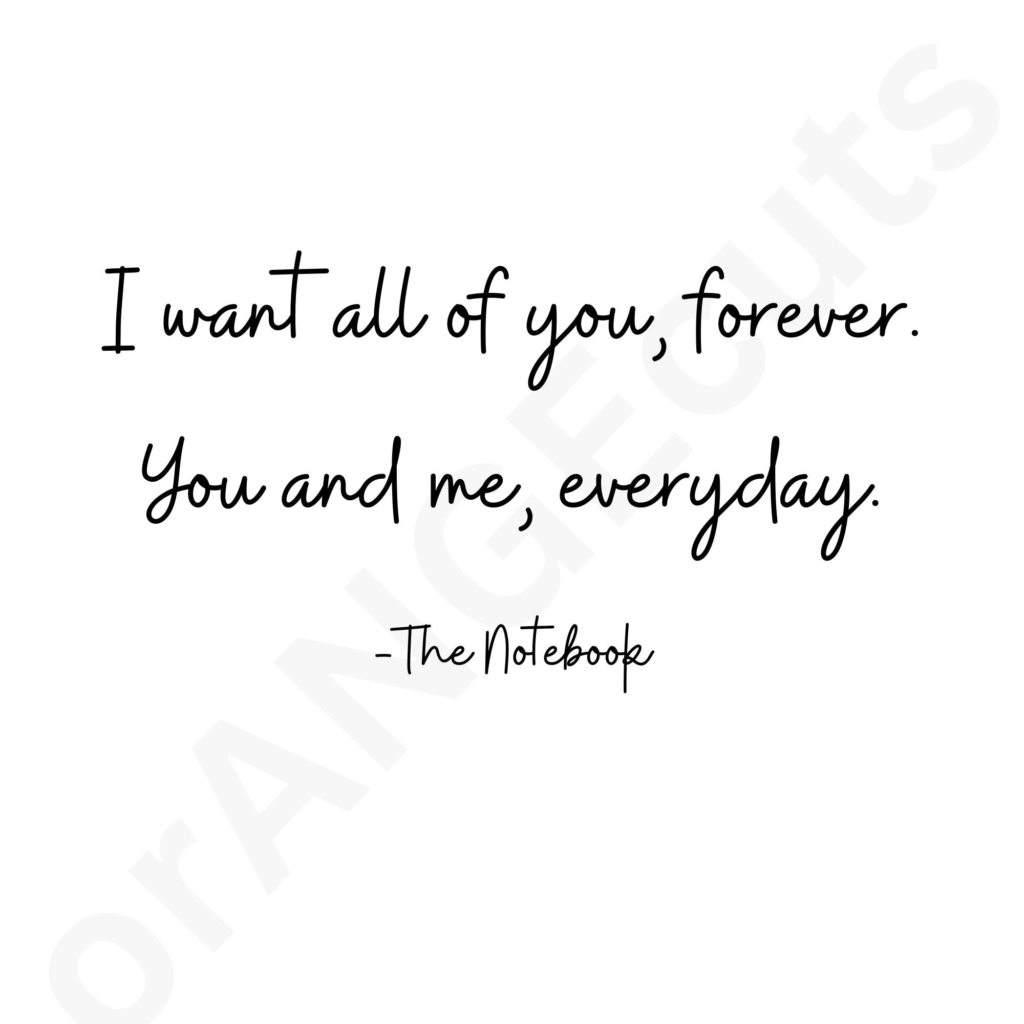 The Notebook, Noah and Ally, I want all of you, forever, you and me  everyday, love quotes, image size:2000x2000