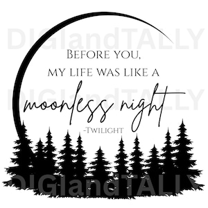 Twilight SVG, Twilight Quote, Edward Cullen, Bella Swan, Before you my life was like a moonless night, New Moon svg