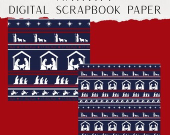 Nativity Digital Pattern, Nativity Digital Scrapbook Paper