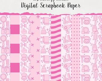 Papel digital para álbumes de recortes, papel digital, papel imprimible, papel estampado, estampado digital, cosmetología, cosméticos, esteticista, corte de pelo