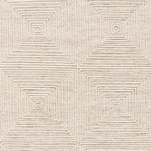 Hand-Knotted Wool Rug: Geometric Neutral Carpet for Modern Decor