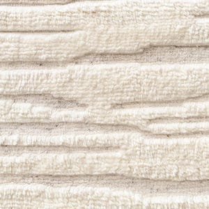 Hand-Knotted Wool Area Rug: Minimalist Neutral Texture