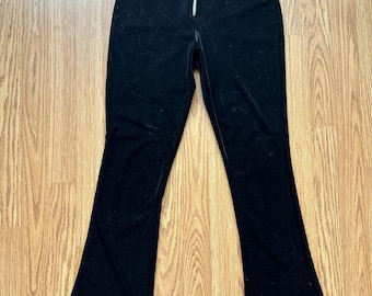 Y2K Velvet Low Rise Bootcut Pants w/ Silver Zipper - Velvet, Flare, Going out, Indie sleaze style, Back to school, Date night - Size Small