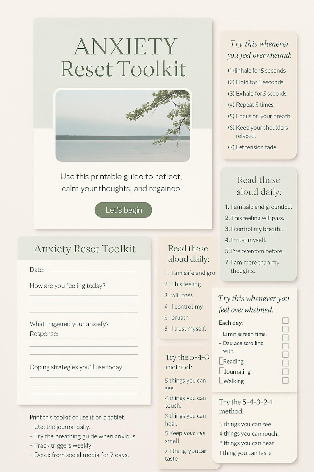 Anxiety Printable Workbook | Mental Health Journal | Self-care Toolkit ...