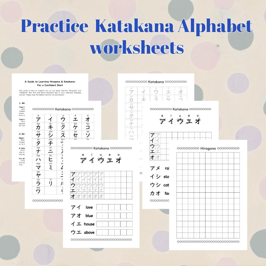 Japanese Writing Worksheets Katakana - Etsy