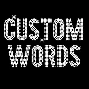 2.25 inch block Alphabet iron on bling iron on custom words, rhinestone letters, bling names, Bedazzled iron on patch, 3 row bling letters
