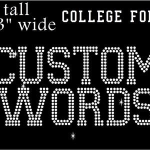 2 inch Athletic style Alphabet, iron on bling custom words, rhinestone letters, bling names, Bedazzled iron on patch, Iron on numbers