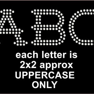 2 inch western style  Alphabet iron on bling iron on custom words, rhinestone letters, bling names, Bedazzled iron on patch, Iron on numbers