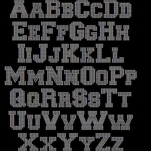 College jersey font,  Alphabet iron on bling iron on custom words, rhinestone letters, bling names, Bedazzled iron on patch,