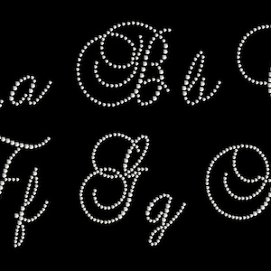 Fancy Script font iron on bling, Brock iron on custom words, rhinestone letters, bling,Bedazzled patch, Iron on letters, bling numbers