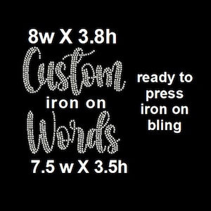 Large Script font iron on bling, iron on custom words, rhinestone letters, bling names, Bedazzled patch, Iron on letters, bling numbers