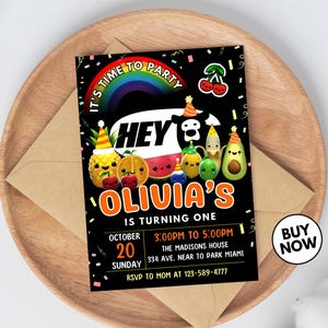 Sjabloon Hey Bear zintuiglijke verjaardagsuitnodiging, bewerkbare kinderen uitnodigen, digitale download (pdf)