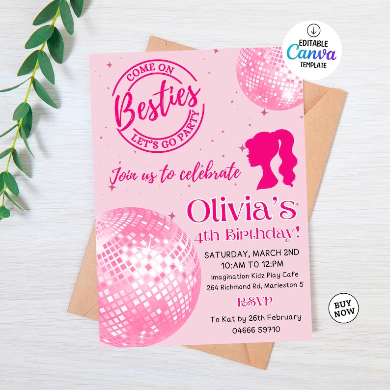 Pink Doll Birthday Invitation Template: Princess Party, Editable (PDF)
Pink Doll Birthday Invitation: Editable Template, Princess Party, Fashion Doll Invite, Instant Download