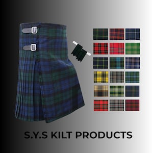 Scottish Tartan Kilt With Matching Flashes  - Highland Kilt Acrylic Wool - Handcrafted Men&#39;s Dress -Available  - Kilt Flashes -Tartan Kilt