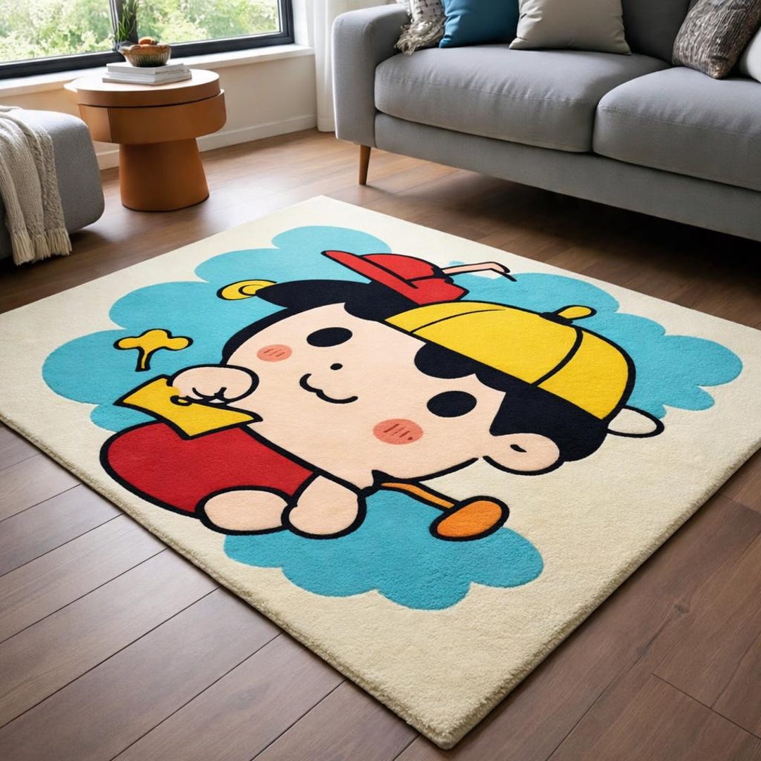 Handmade Cartoon Kids Wool Rug | Tufted Area Rug | Plush Playroom ...