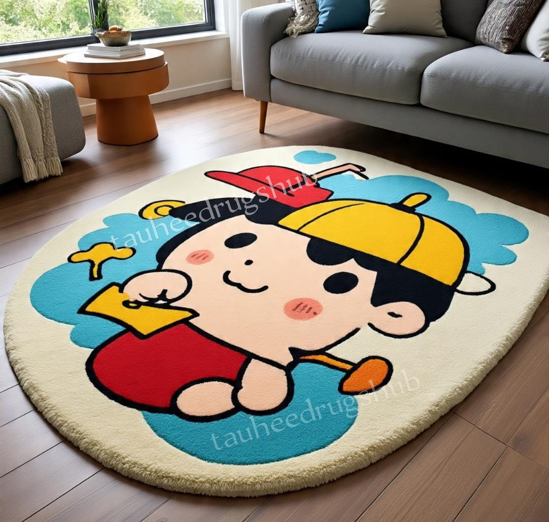Cute Cartoon Kids Rug | Soft Playroom Carpet | Nursery Floor Mat ...