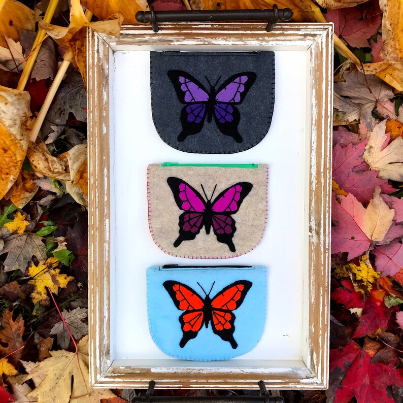 coin pouch butterfly coin purse butterfly purse felt purse butterfly pouch felt wallet clutch felt small pouch felt pouch