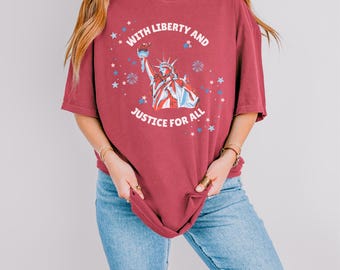T-shirt graphique rétro Statue de la liberté : chemise unisexe 4 juillet