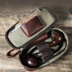 Personalized Leather pipe box,Handmade Genuine Leather Pipe Holder, Customized Tobacco Kit Holder,Smoking accessories