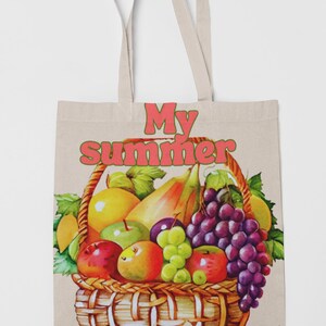 Schöne Früchte Baumwoll Canvas Einkaufstasche für Lehrer oder geliebte Menschen, Sommergeschenk, zwei Farben, perfekt für jeden Anlass, Obstdesign