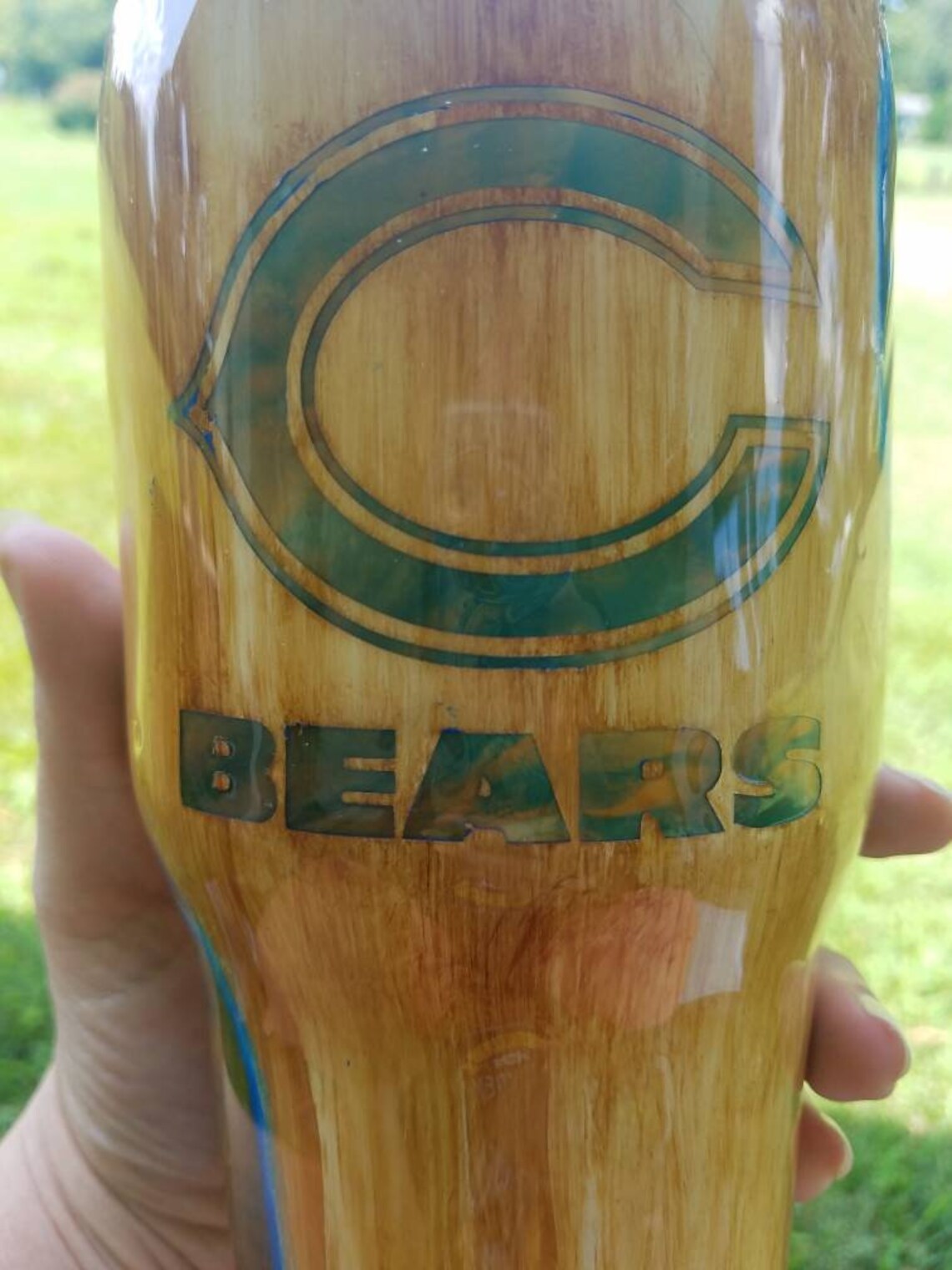 Epoxy tumbler Woodgrain Chicago Bears tumbler Gifts for