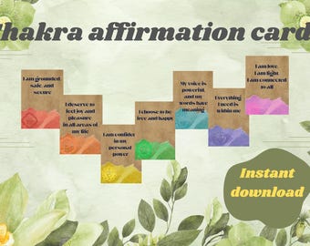 Tarjetas de afirmación de chakras: descarga digital, PDF imprimible, sanación espiritual, afirmaciones poderosas, equilibrio de chakras