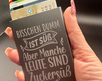 Metal card case with engraving