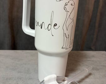 Personalized thermo mug engraved with name & motif