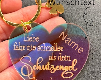 Driver's license keychain guardian angel name engraving gift