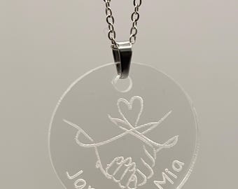 Personalized acrylic pendant – with your choice of design and text | Gift for partner, friend, family
