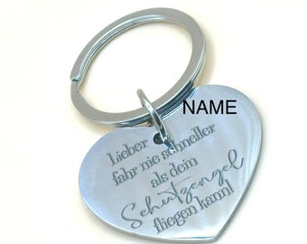 Driver's license keychain guardian angel name engraving gift