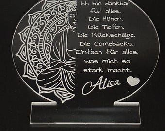 LED Acrylic Lamp with Engraving – Buddha Design | Personalized Engraving