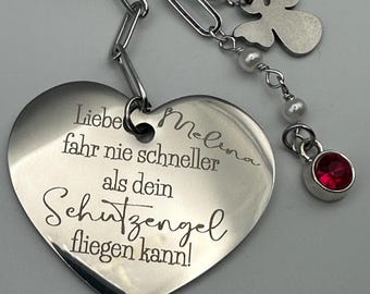 Driving licence keychain guardian angel name engraving gift