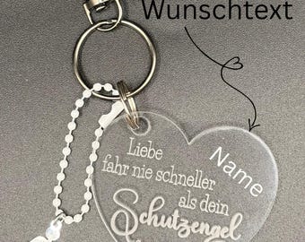 Driver's license keychain guardian angel name engraving gift