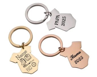 Personalized keychains – baby bodysuit keychains – birth details for mom & dad