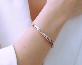 Personalized Sterling Silver Name Bangle:Custom Charm Bracelet