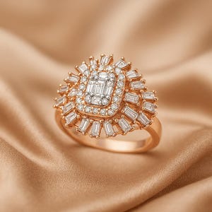 Artful 14K Gold Baguette Diamond Ring – Unique Everyday Design