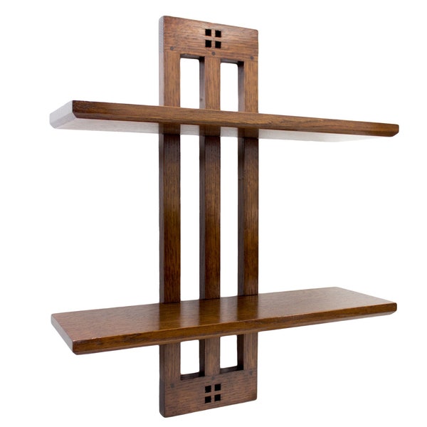 Mission Style Two Tier Floating Wall Shelf