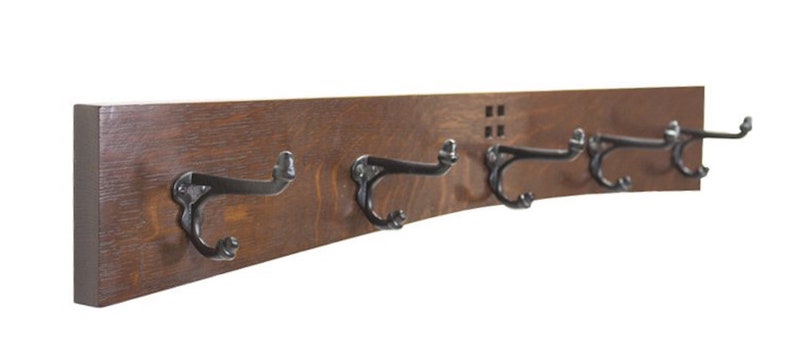 Mission Style 30 Inch 5 Cast Iron Hook Coat Rack image 1