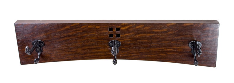 Mission Style Coat Rack 18 Inch 3 Cast Iron Hook in Quartersawn White ...