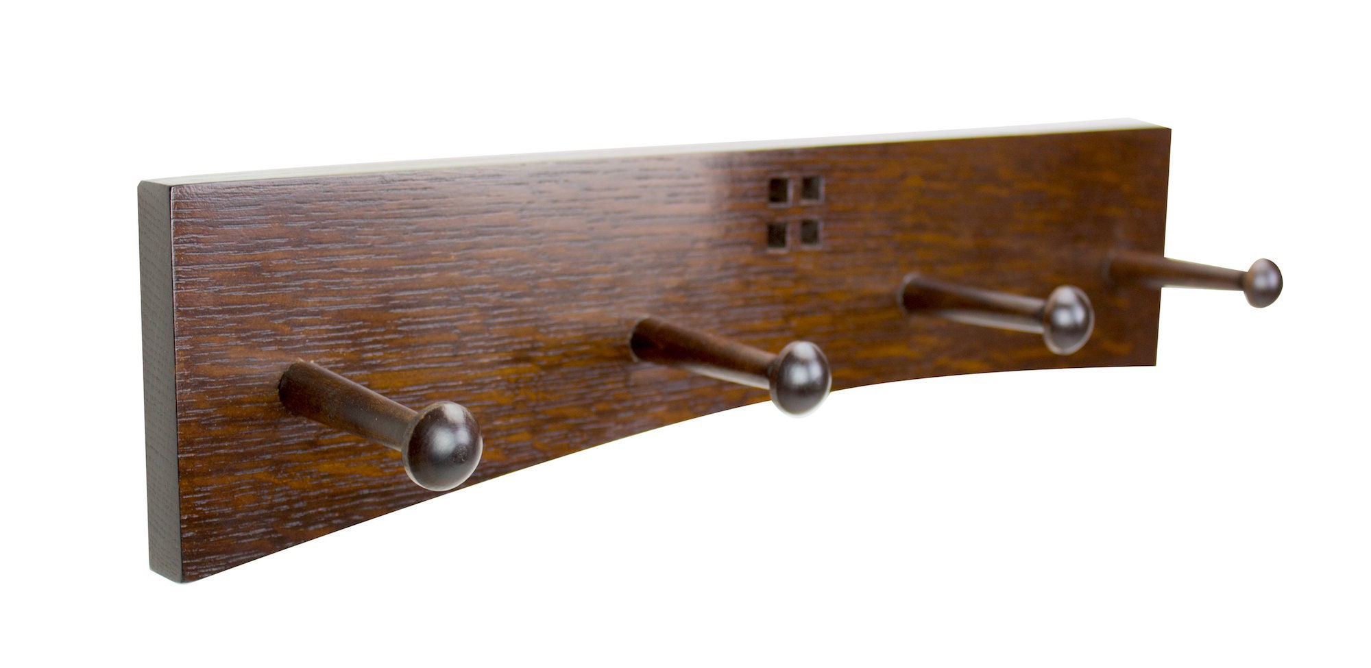 Coat Rack 24 Inch 4 Shaker Peg Mission Style in Quatersawn