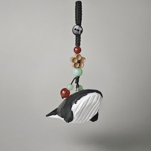 Whale Wooden Keychain: Eco-Friendly Carved Wood Bag Charm