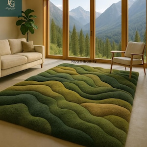3D Moss Rug: Sculpted Tufted Landscape Carpet - Nature Inspired Decor