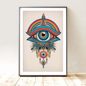 Sacred Eye of Horus Print - Geometric Egyptian Wall Decor