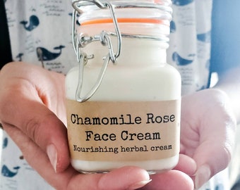 Chamomile Rose Gesichtscreme ~ Organische, natürliche, handgemachte Gesichtscreme, Vegane Gesichtscreme, Bio-Feuchtigkeitscreme, Vegane Feuchtigkeitscreme