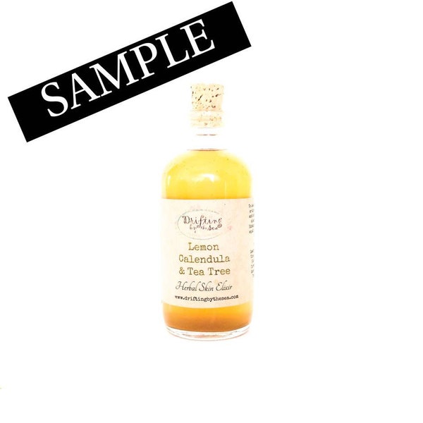 Lemon. Calendula and Tea Tree Skin Elixir SAMPLE ~ Face exfoliating Toner for Oily Acne Skin